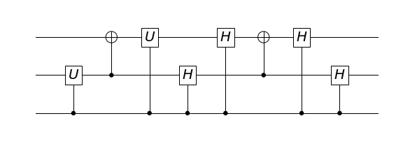 Circuit of solution made up of only 1-qubit and 2-qubit gates